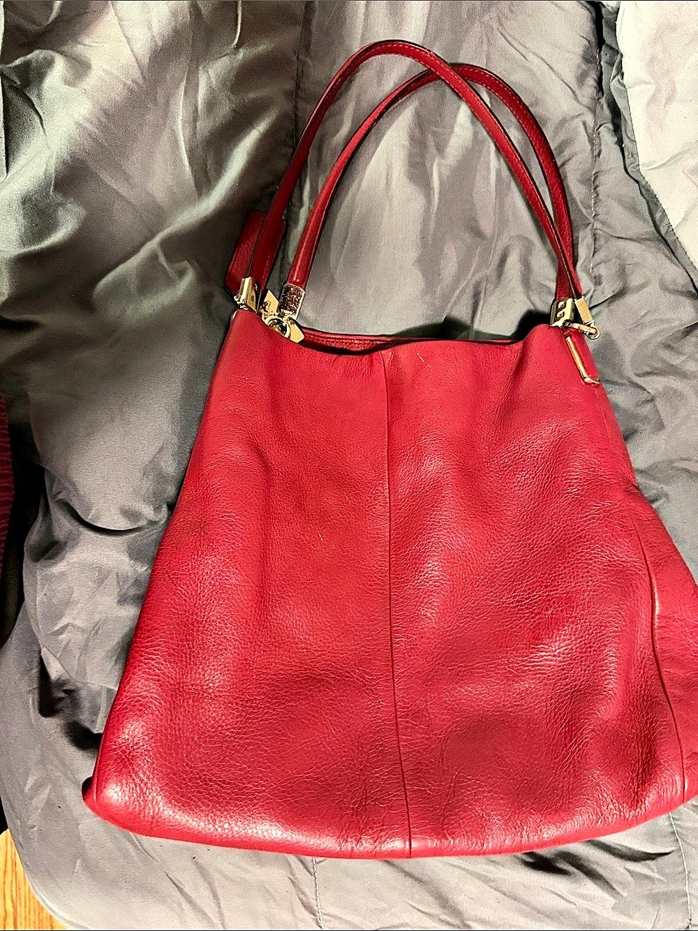 Coach Pheobe Double Zip Carryall Red Shoulder Bag